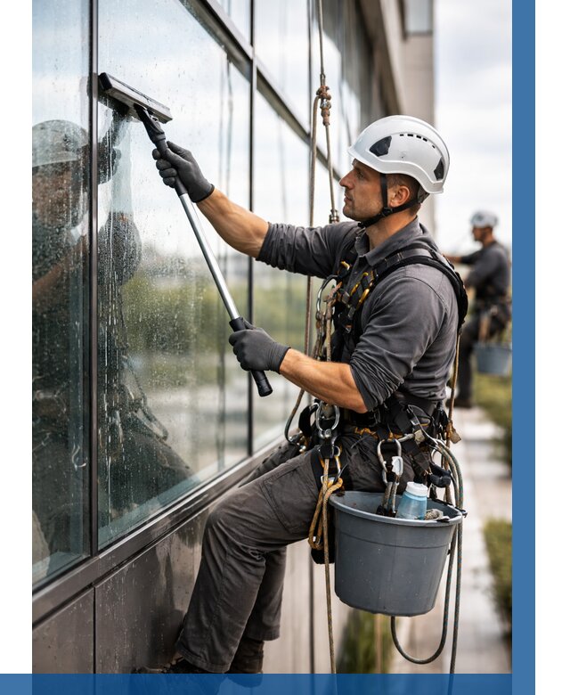 Мойка стеклянных фасадов в Гусе-Хрустальном от 214 р. | ВЫСОТНИК-Гсь