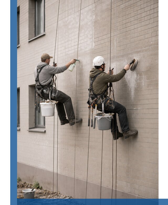 Удаление высолов с фасада зданий в Гусе-Хрустальном без повреждений и следов