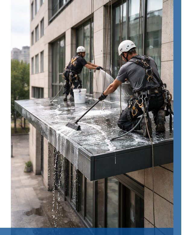 Мойка козырьков и навесов в Гусе-Хрустальном от 3744 р. | ВЫСОТНИК-Гсь