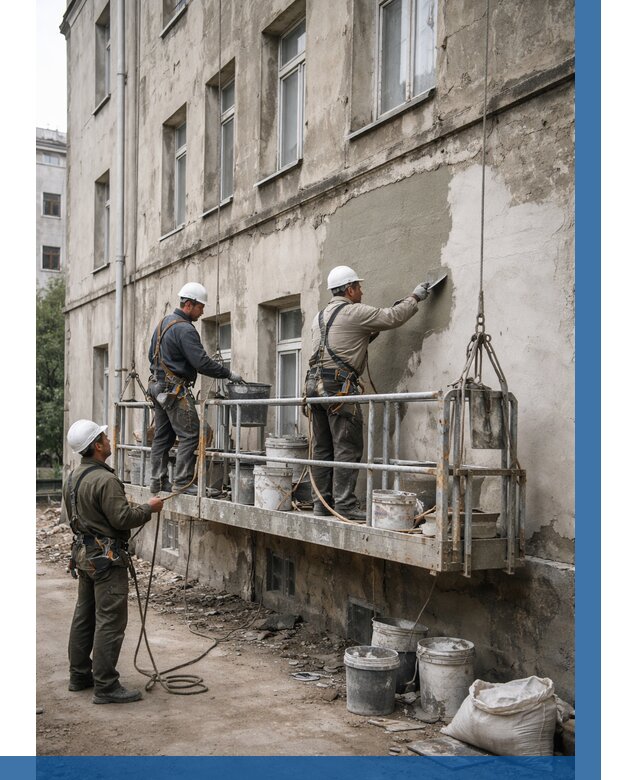 Капитальный ремонт фасада в Гусе-Хрустальном от 4493 р. | ВЫСОТНИК-Гсь