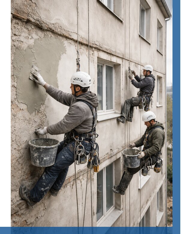 Ремонт штукатурного фасада в Гусе-Хрустальном от 802 р. под ключ | ВЫСОТНИК-Гсь