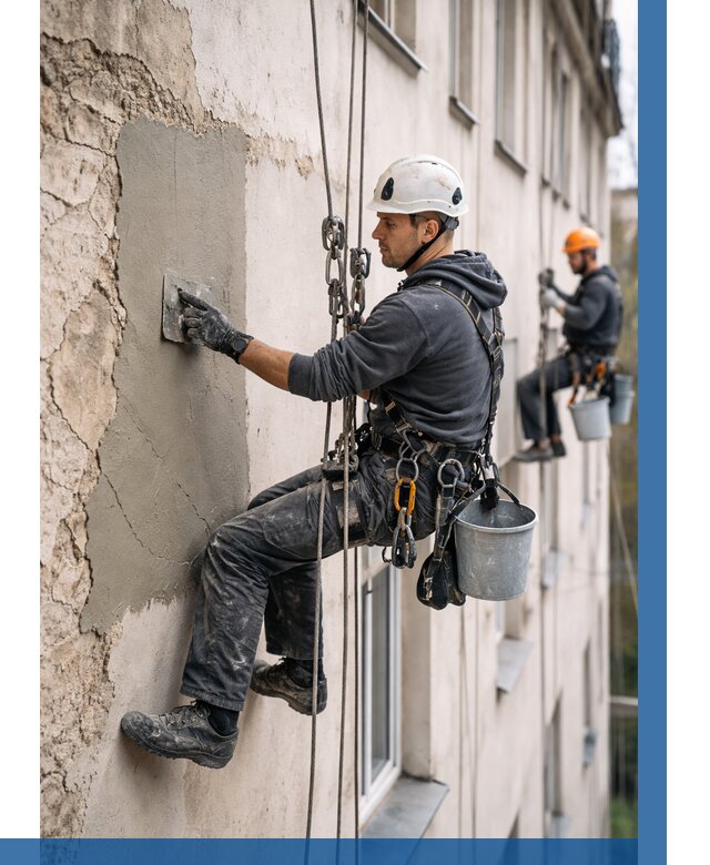 Восстановление штукатурки фасада в Гусе-Хрустальном от 1284 р. | ВЫСОТНИК-Гсь