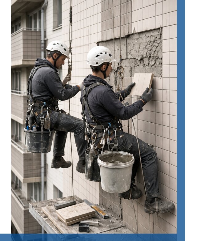 Ремонт облицовки фасада плиткой в Гусе-Хрустальном от 1926 р. | ВЫСОТНИК-Гсь