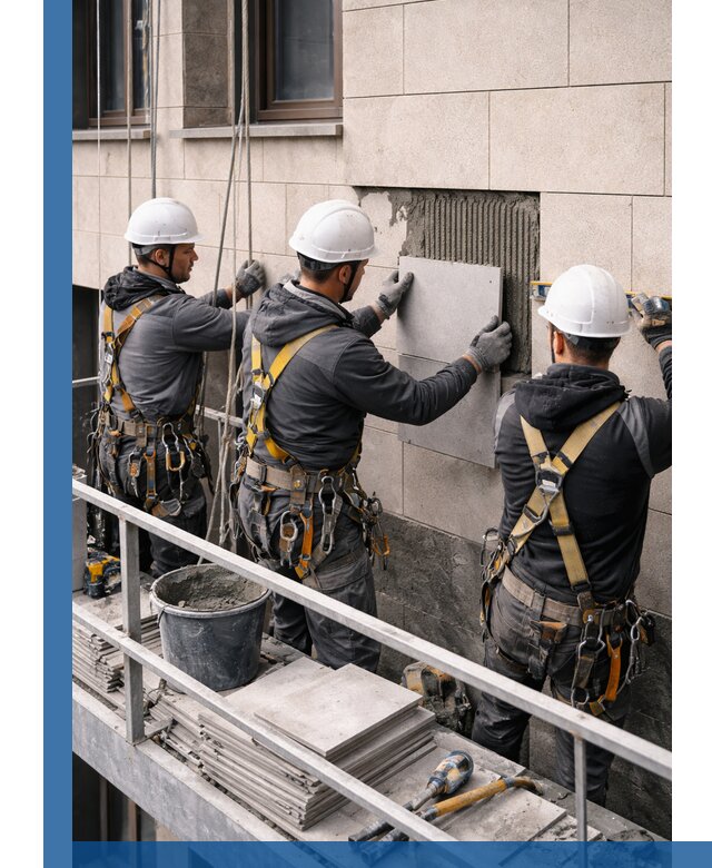 Ремонт облицовки фасада плиткой в Гусе-Хрустальном с гарантией