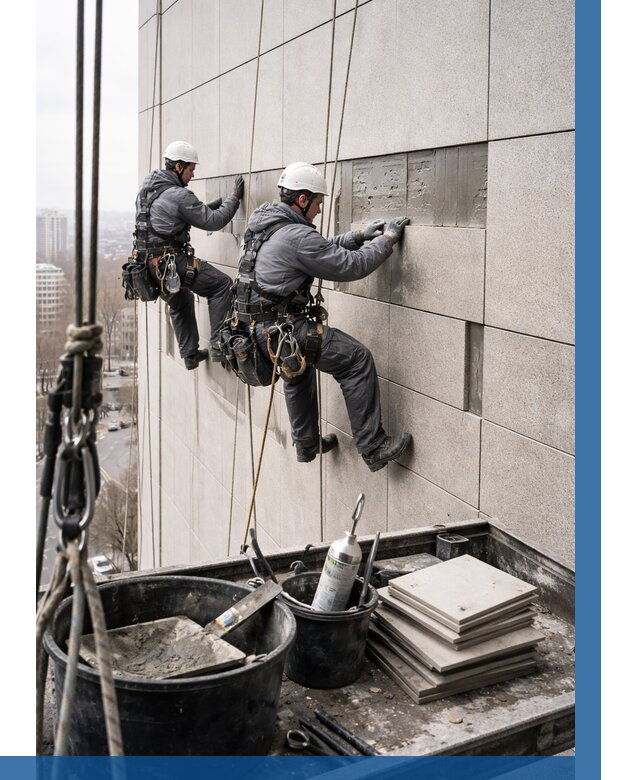 Ремонт фасада из керамогранита в Гусе-Хрустальном от 2675 р. | ВЫСОТНИК-Гсь