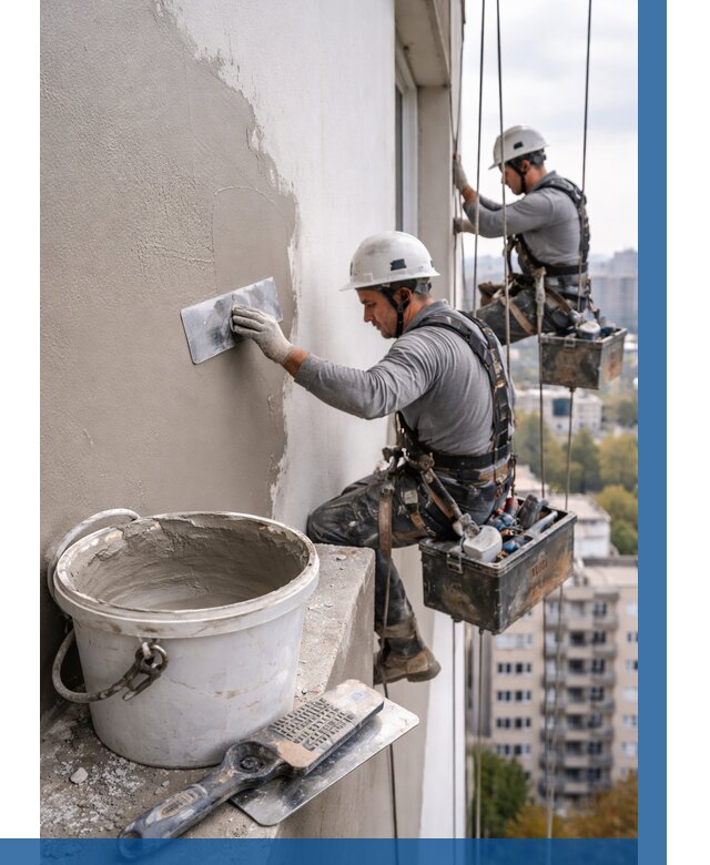 Шпаклевка фасада на высоте в Гусе-Хрустальном от 749 р. | ВЫСОТНИК-Гсь