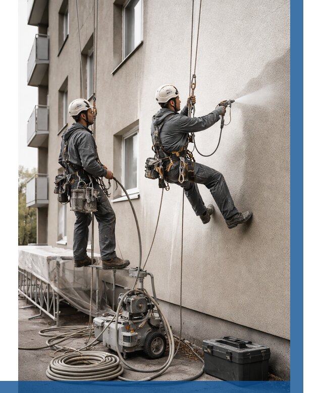 Безвоздушная покраска фасада в Гусе-Хрустальном от 235 р/м² | ВЫСОТНИК-Гсь