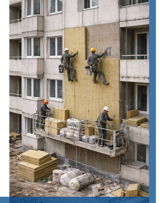 Утепление фасада минватой в Гусе-Хрустальном от 1605 р. | ВЫСОТНИК-Гсь