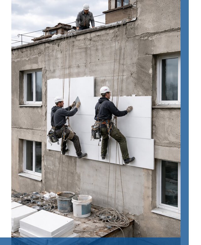 Утепление фасада пенополистиролом в Гусе-Хрустальном от 1926 р. | ВЫСОТНИК-Гсь