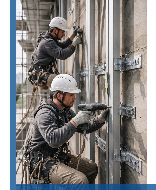 Монтаж и крепление подсистемы вентфасада в Гусе-Хрустальном