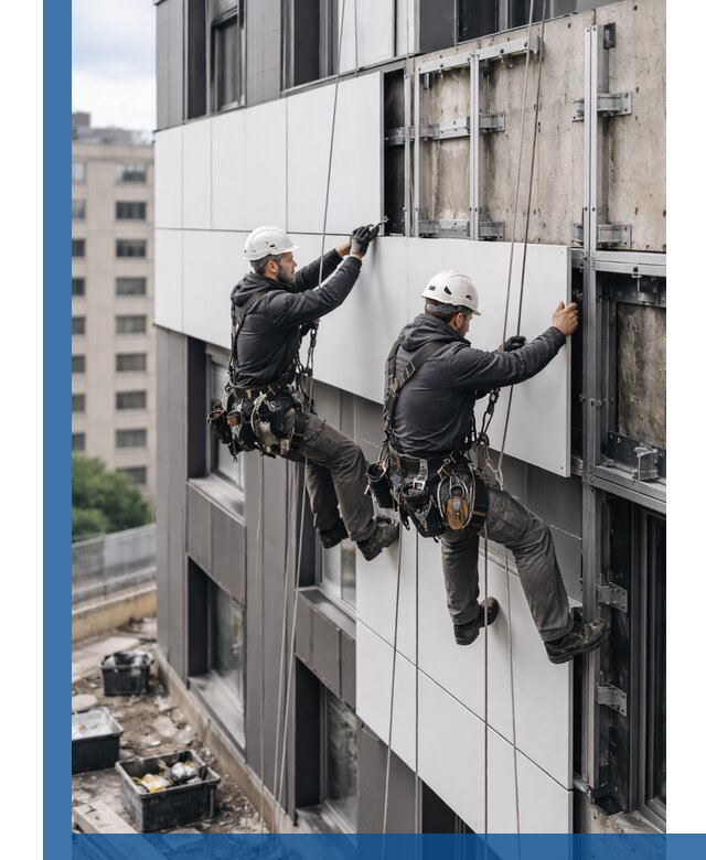 Монтаж композитных панелей фасада в Гусе-Хрустальном под ключ