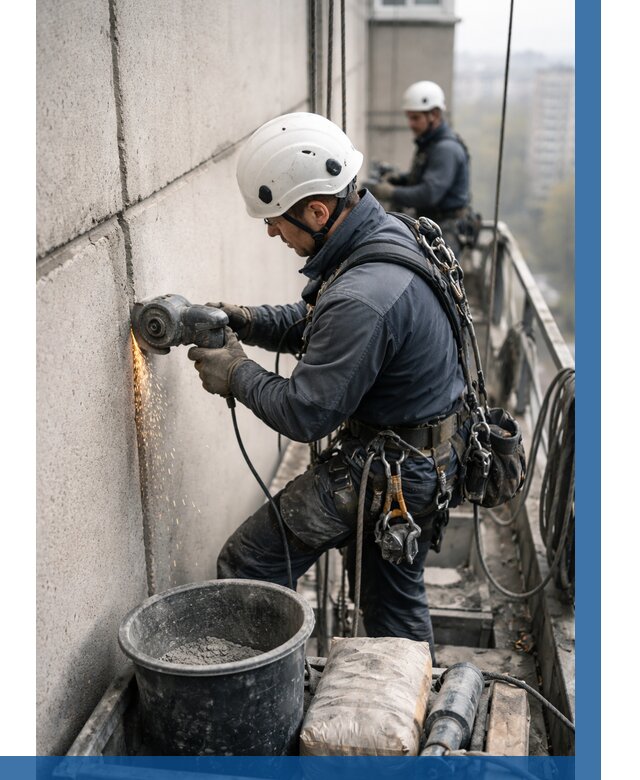 Штробление межпанельных швов в Гусе-Хрустальном от 1284 р. | ВЫСОТНИК-Гсь