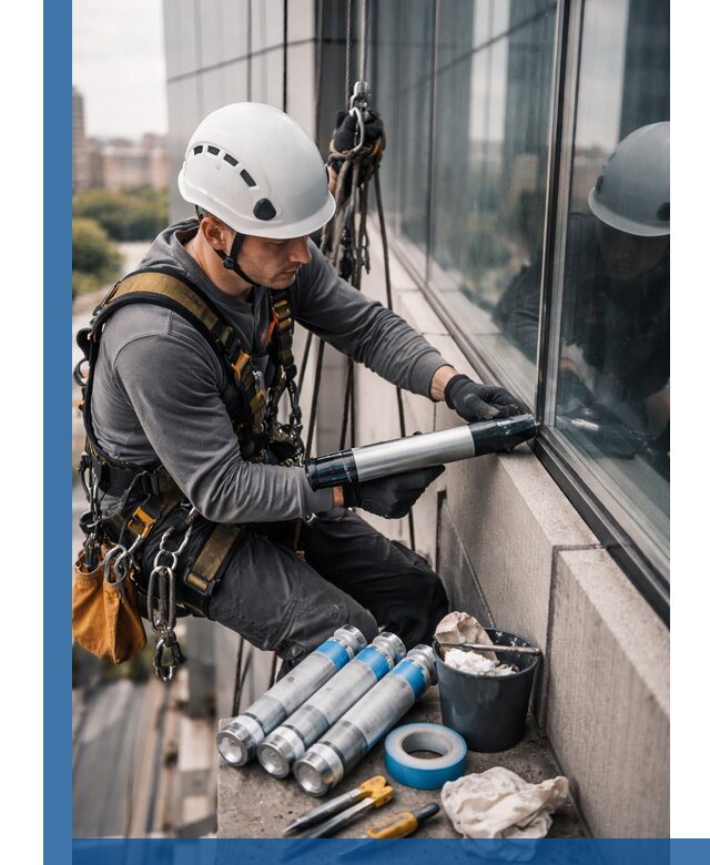 Герметизация стыков витража в Гусе-Хрустальном для герметичных фасадов