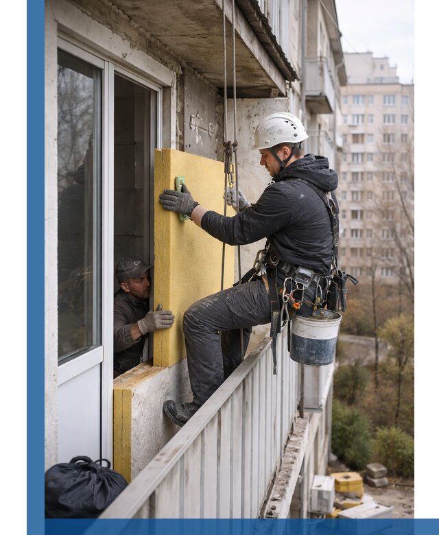 Профессиональное утепление балкона снаружи в Гусе-Хрустальном под ключ