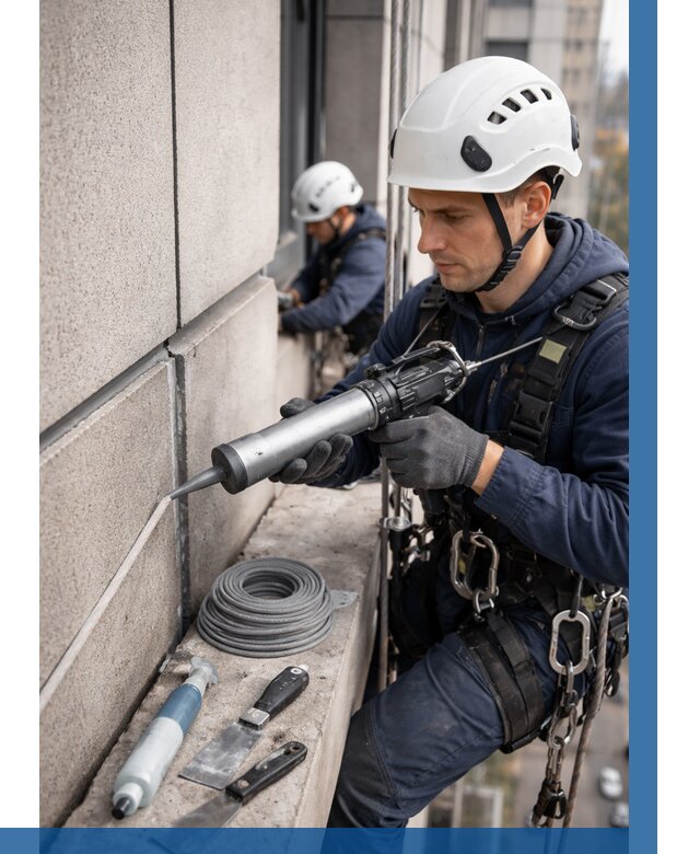 Герметизация деформационных швов фасада в Гусе-Хрустальном от 749 | ВЫСОТНИК-Гсь