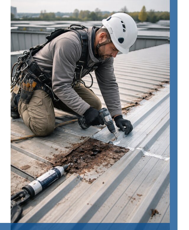 Ремонт профнастила на кровле в Гусе-Хрустальном от 749 р. | ВЫСОТНИК-Гсь