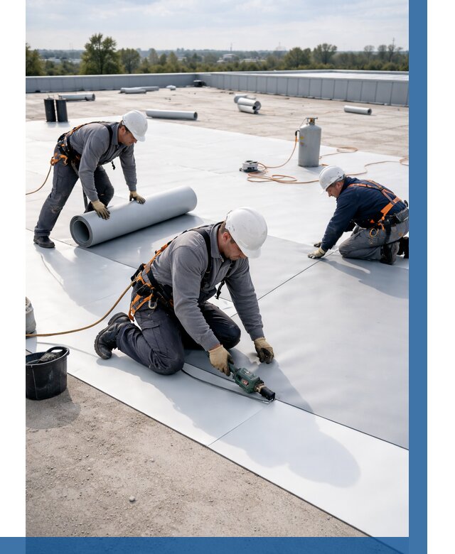 Монтаж мембранной кровли под ключ в Гусе-Хрустальном от 1284 р. | ВЫСОТНИК-Гсь