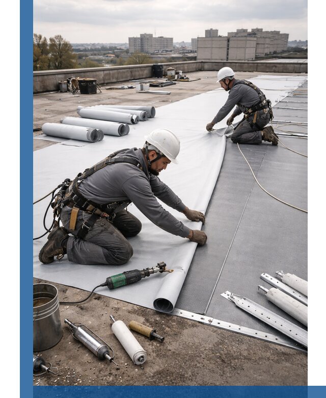 Монтаж мембранной кровли в Гусе-Хрустальном для промышленных зданий