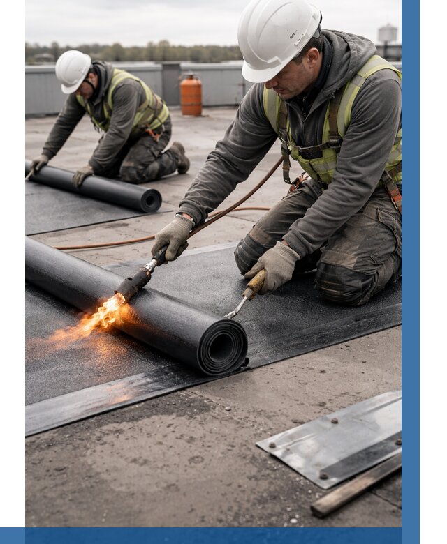 Монтаж наплавляемой кровли в Гусе-Хрустальном от 909 р. — ВЫСОТНИК-Гсь