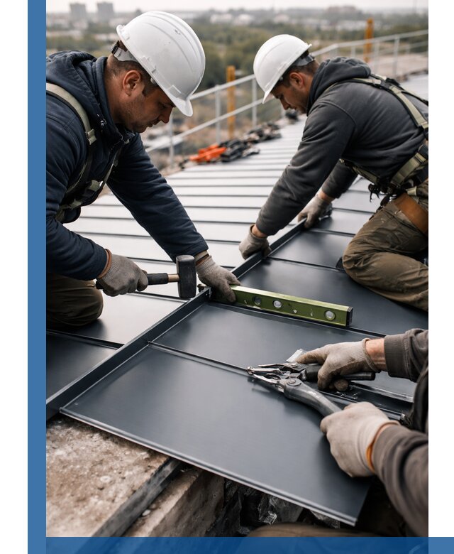 Монтаж фальцевой кровли в Гусе-Хрустальном для промышленных зданий