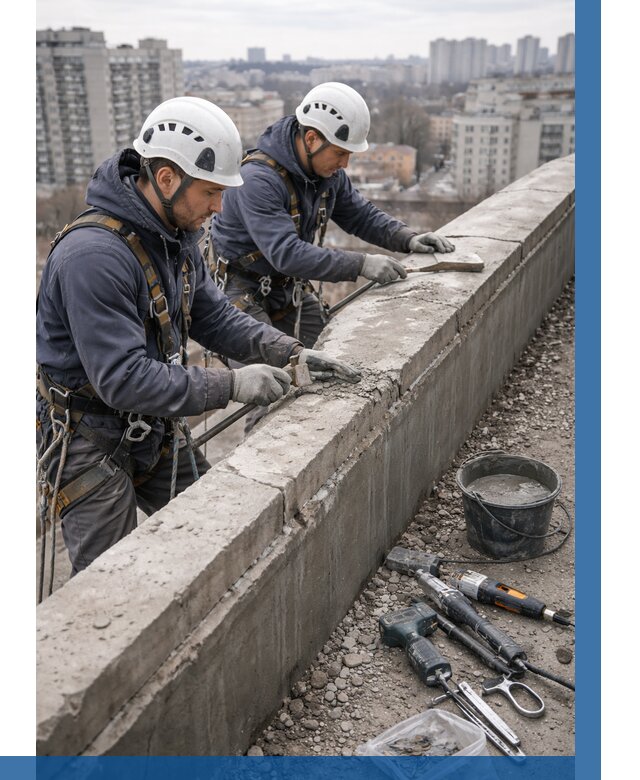 Ремонт парапета на кровле в Гусе-Хрустальном от 1605 р. | ВЫСОТНИК-Гсь