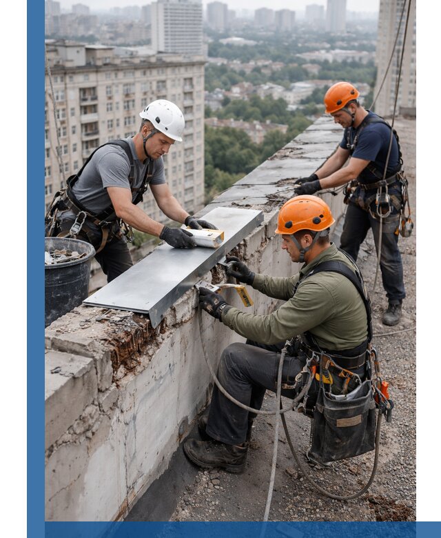 Ремонт парапета на кровле в Гусе-Хрустальном, высотные работы с гарантией