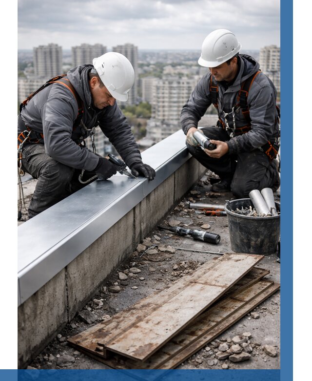 Замена парапетных крышек под ключ в Гусе-Хрустальном от 1284 р. | ВЫСОТНИК-Гсь