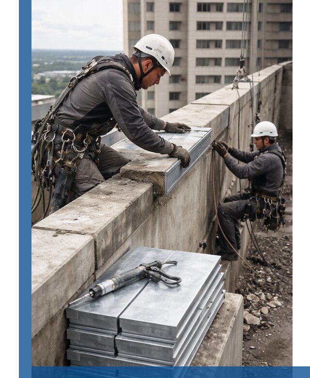 Замена парапетных крышек и установка новых в Гусе-Хрустальном