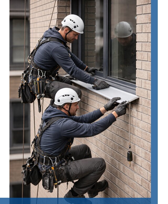 Монтаж оконных отливов под ключ в Гусе-Хрустальном от 3744 р. | ВЫСОТНИК-Гсь