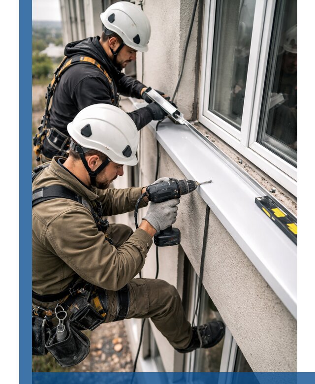 Профессиональный монтаж оконных отливов и отведения воды в Гусе-Хрустальном