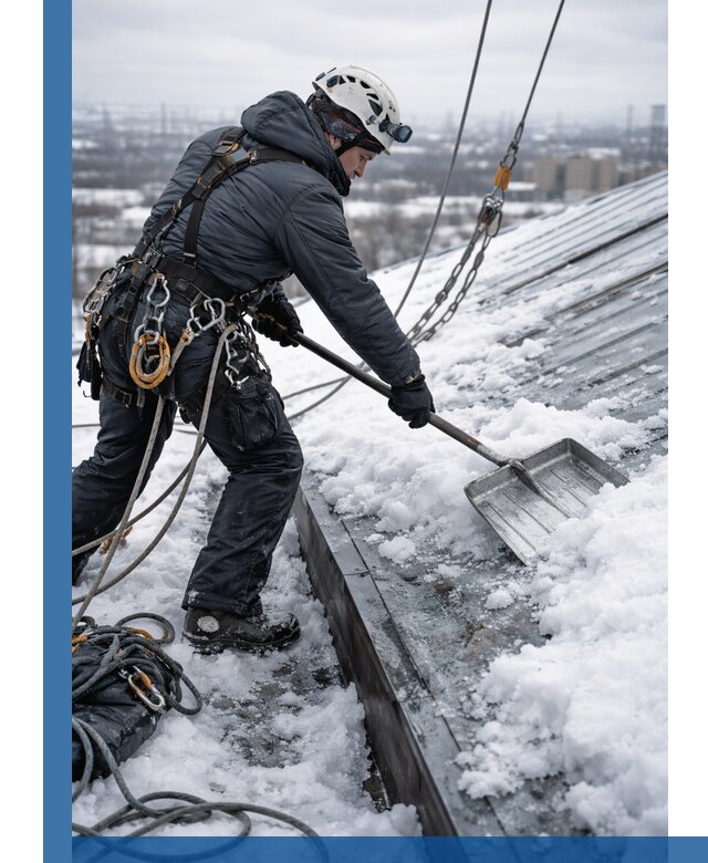 Профессиональная очистка кровли от снега и наледи в Гусе-Хрустальном