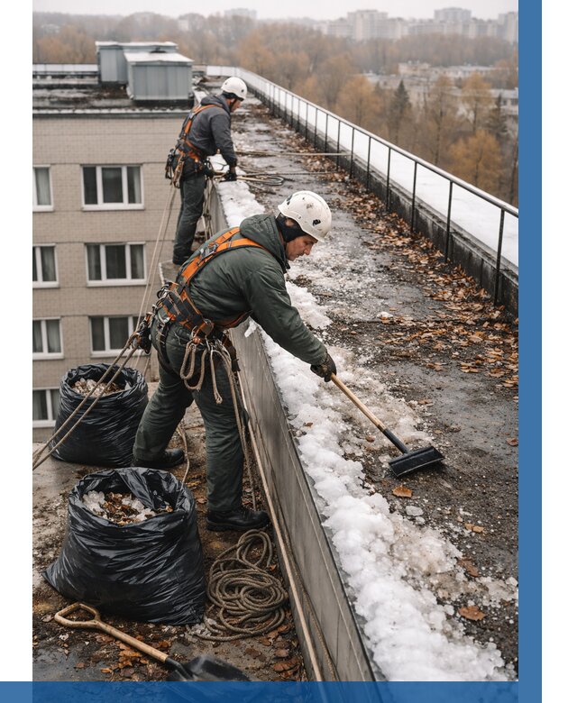 Очистка кровли по периметру в Гусе-Хрустальном от 588 р. | ВЫСОТНИК-Гсь