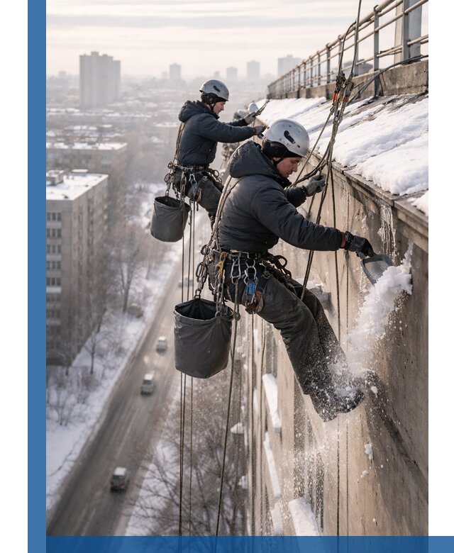 Очистка карнизов от снега в Гусе-Хрустальном профессионально и безопасно