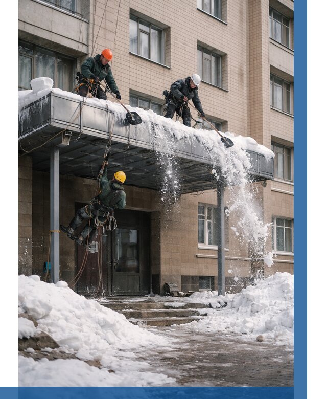 Очистка козырьков от снега в Гусе-Хрустальном от 3744 р. | ВЫСОТНИК-Гсь