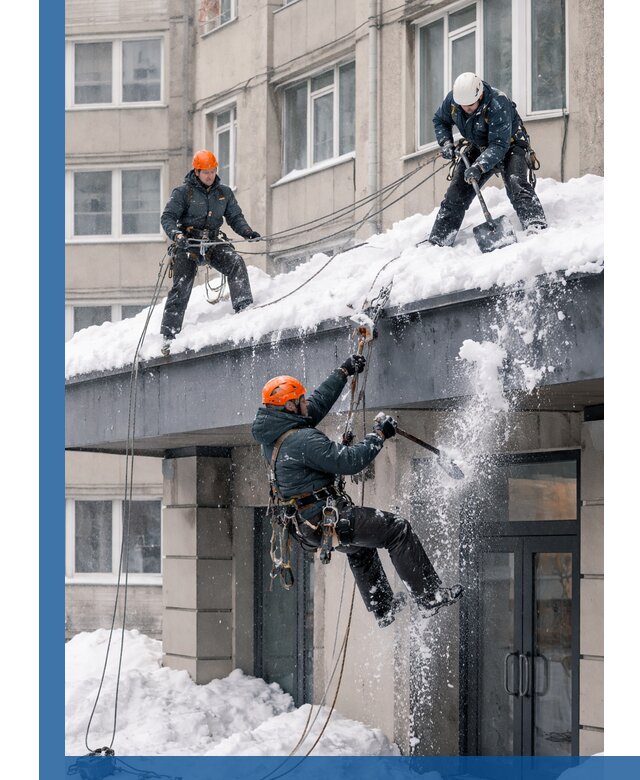 Безопасная очистка навесов от снега в Гусе-Хрустальном круглогодично