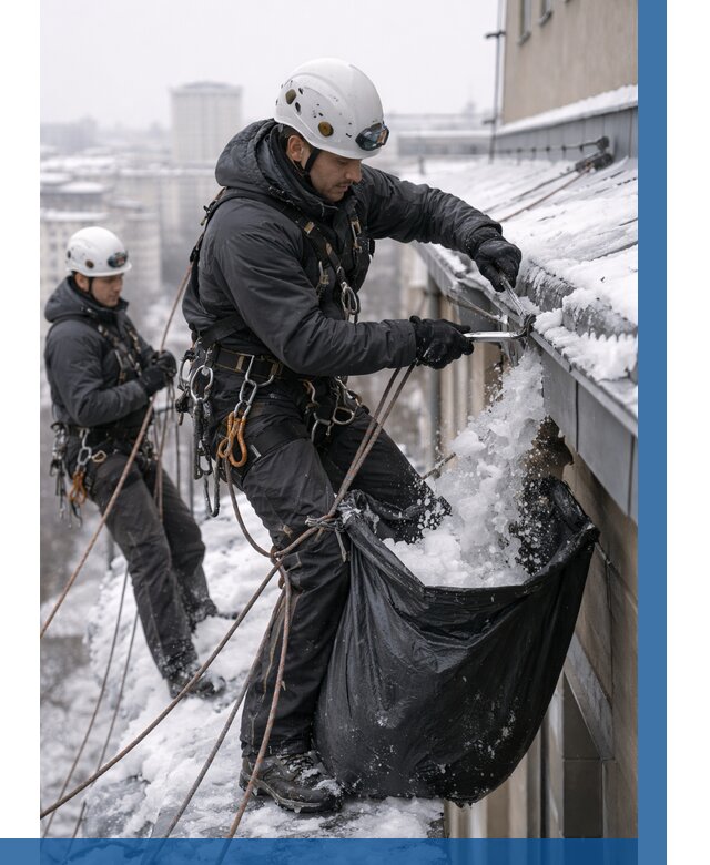 Аварийная очистка крыши в Гусе-Хрустальном под ключ от 321 р. | ВЫСОТНИК-Гсь