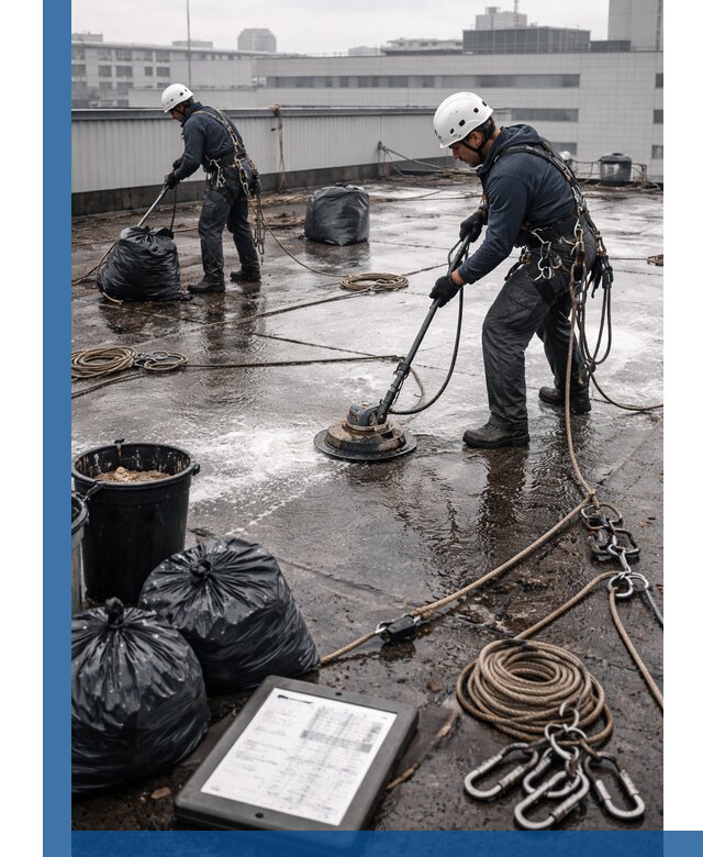 Плановая очистка кровли по графику в Гусе-Хрустальном для безопасности