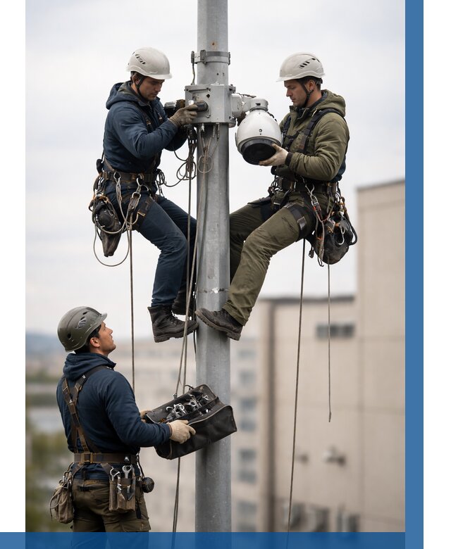 Установка видеокамер на мачте в Гусе-Хрустальном от 9093 р. | ВЫСОТНИК-Гсь