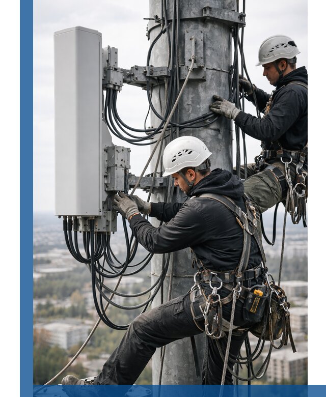 Монтаж оборудования связи на мачте в Гусе-Хрустальном с пусконаладкой