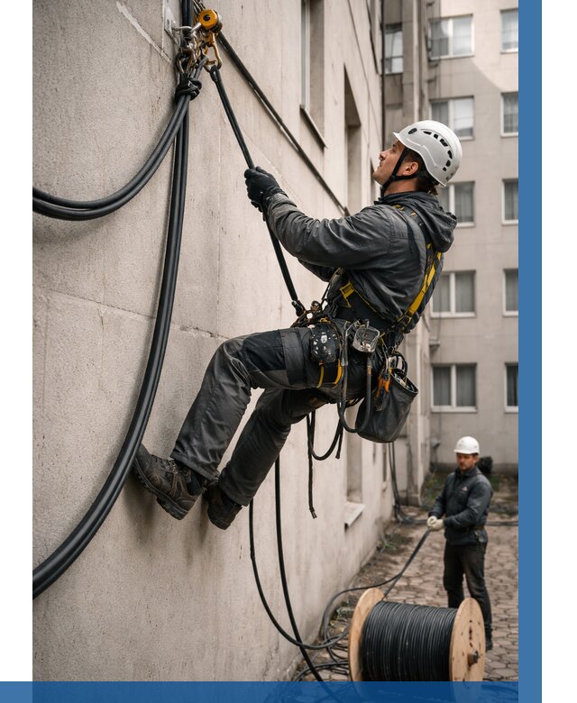 Протяжка кабеля питания на высоте в Гусе-Хрустальном от 481 р. | ВЫСОТНИК-Гсь