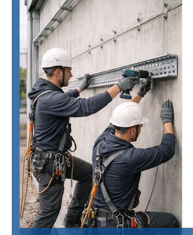 Монтаж кабельных лотков на фасаде зданий в Гусе-Хрустальном с гарантией