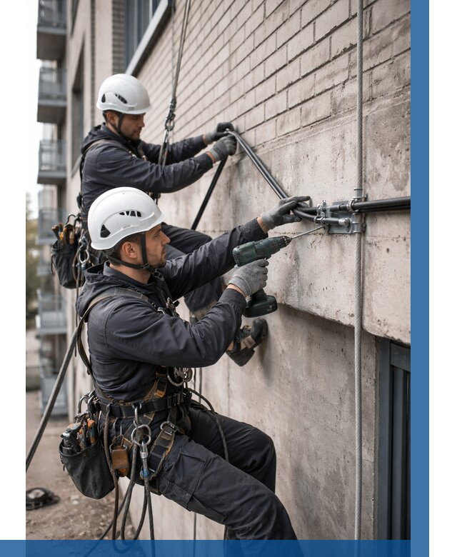 Крепление кабеля на фасаде в Гусе-Хрустальном от 374 р. | ВЫСОТНИК-Гсь