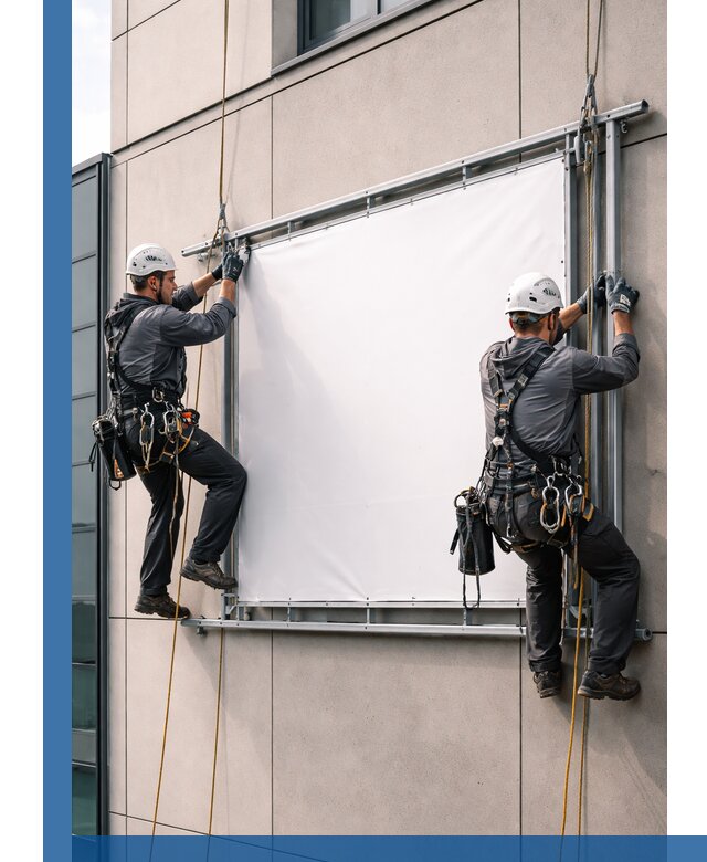 Монтаж наружной рекламной вывески в Гусе-Хрустальном под ключ