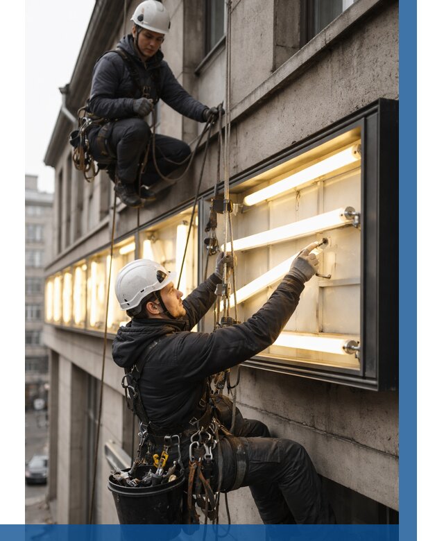 Замена ламп в вывеске в Гусе-Хрустальном под ключ от 3744 р. | ВЫСОТНИК-Гсь