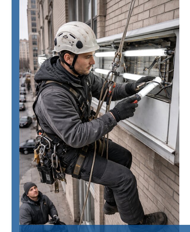 Профессиональная замена ламп в наружной вывеске в Гусе-Хрустальном
