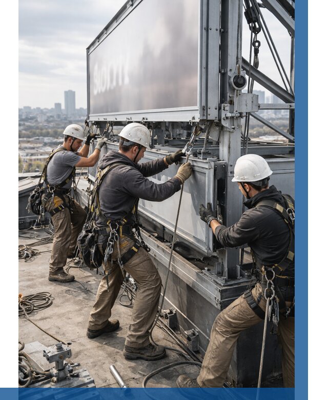 Монтаж крышной рекламной конструкции в Гусе-Хрустальном от 64188 р.|ВЫСОТНИК-Гсь