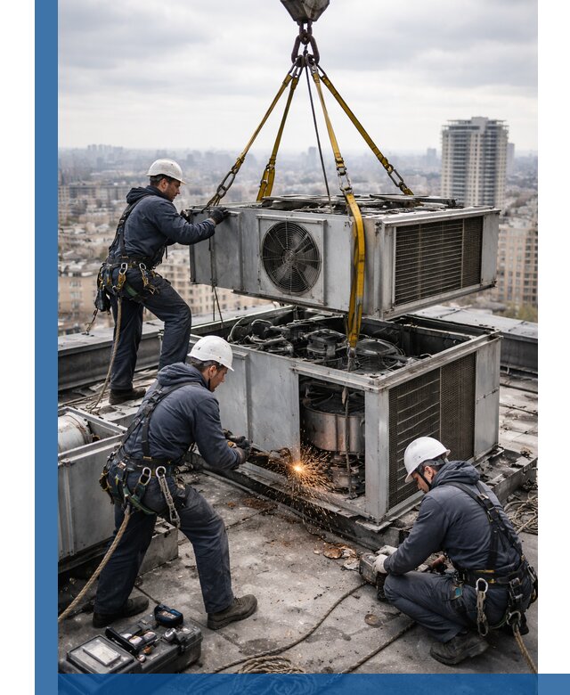 Демонтаж крышной установки в Гусе-Хрустальном любой сложности