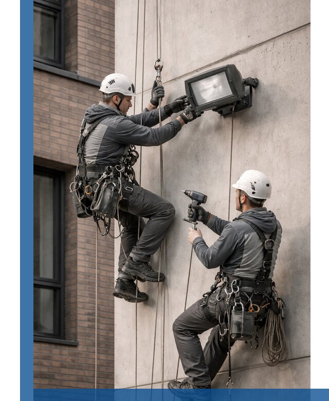 Профессиональный монтаж фасадных прожекторов в Гусе-Хрустальном под ключ