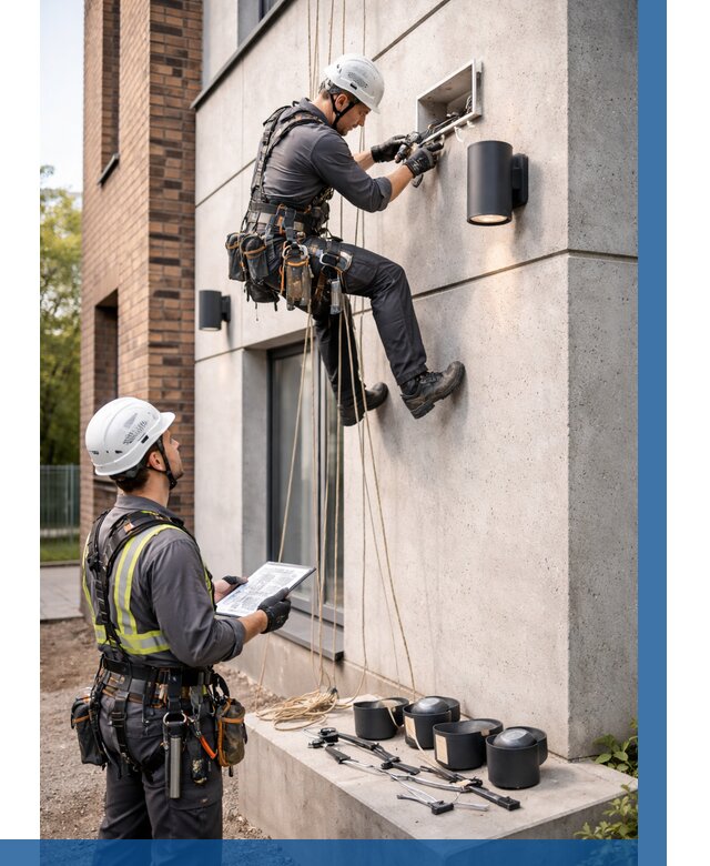 Монтаж фасадного освещения в Гусе-Хрустальном от 2675 р. | ВЫСОТНИК-Гсь