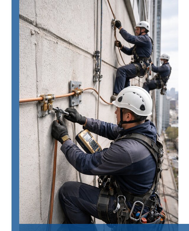 Монтаж системы заземления здания и молниезащиты в Гусе-Хрустальном